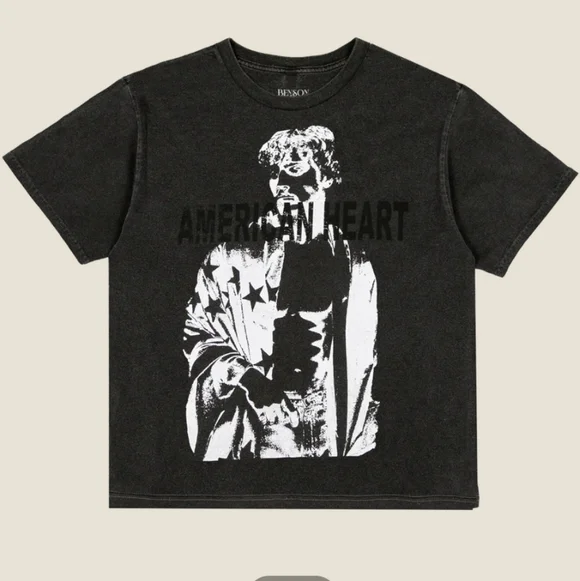 Benson Boone Portrait Tee American Heart Graphic T-Shirt XL Charcoal Black - Picture 1 of 9